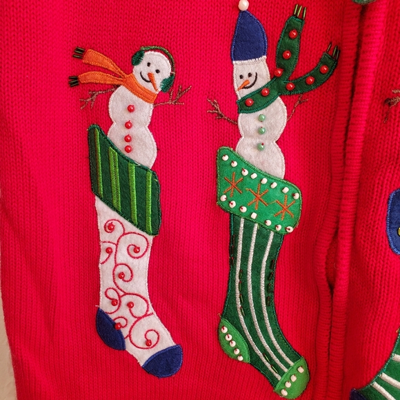 VTG Snowman Stocking UGLY CHRISTMAS SWEATER VEST - Picture 3 of 15